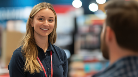 Lachende sales consultant