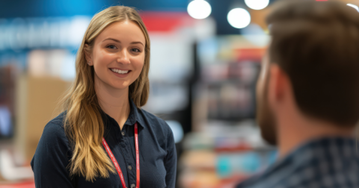 Lachende sales consultant